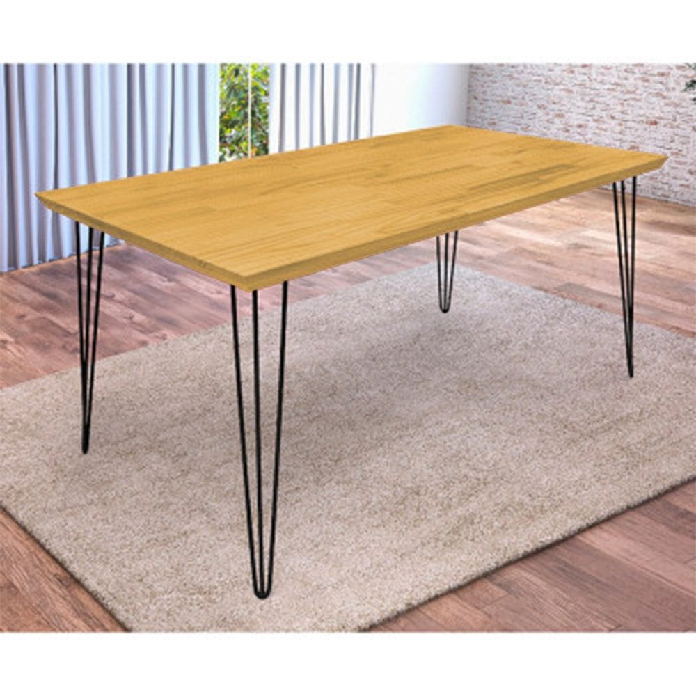 Mesa Jantar Industrial Lanna 1,60m Madeira Maciça Pés Clips - Imbuia
