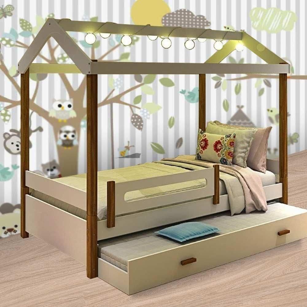 Cama Eliz Branca Com Led, Aux. E 02 Colchões Divaloto