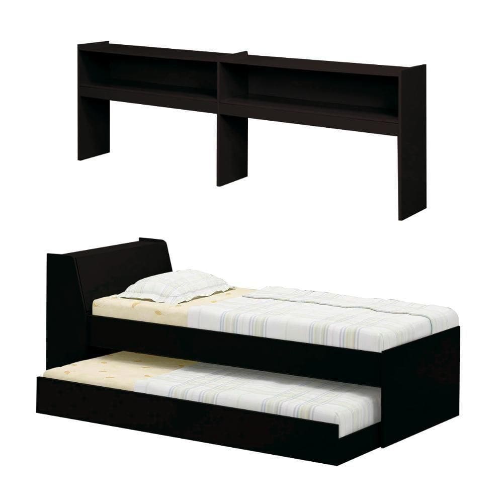 Cama Solteiro Bicama Com Estante Ditália Bb-28-29 Preto