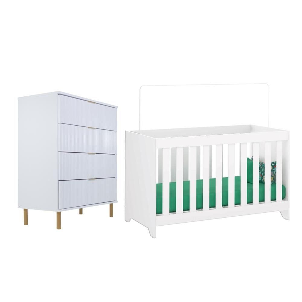 Berço Multifuncio3x1+ Cômoda Ditália 4 Gavetas Bbi-51 -239 Branco