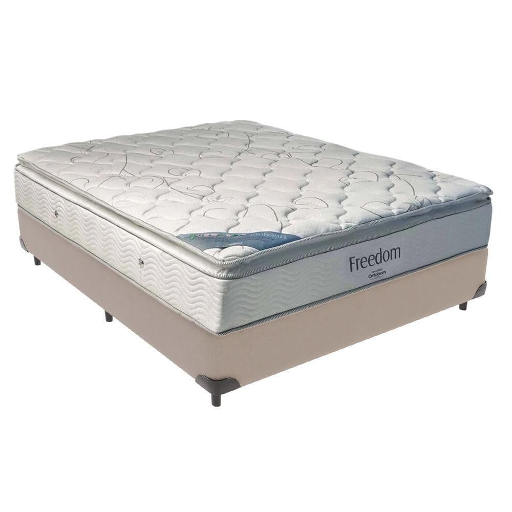 Cama Box Casal E Colchão Freedom Ortobom D33 Bege