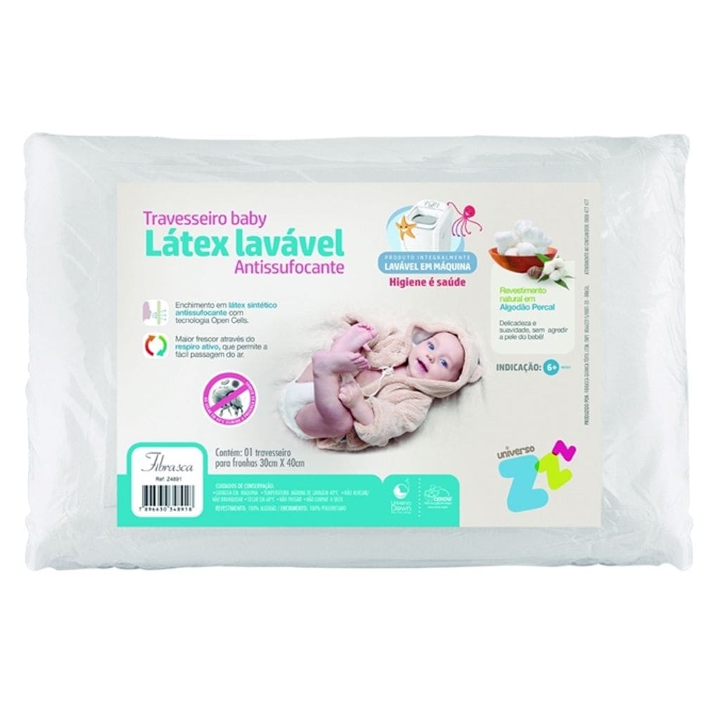 Travesseiro Látex Lavável Bebê Fibrasca