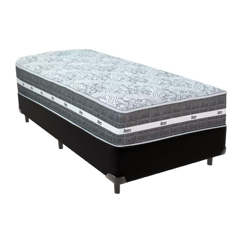Cama Box Preto E Colchão Black Graphite Molas Ensacadas Solteiro 88x188x32