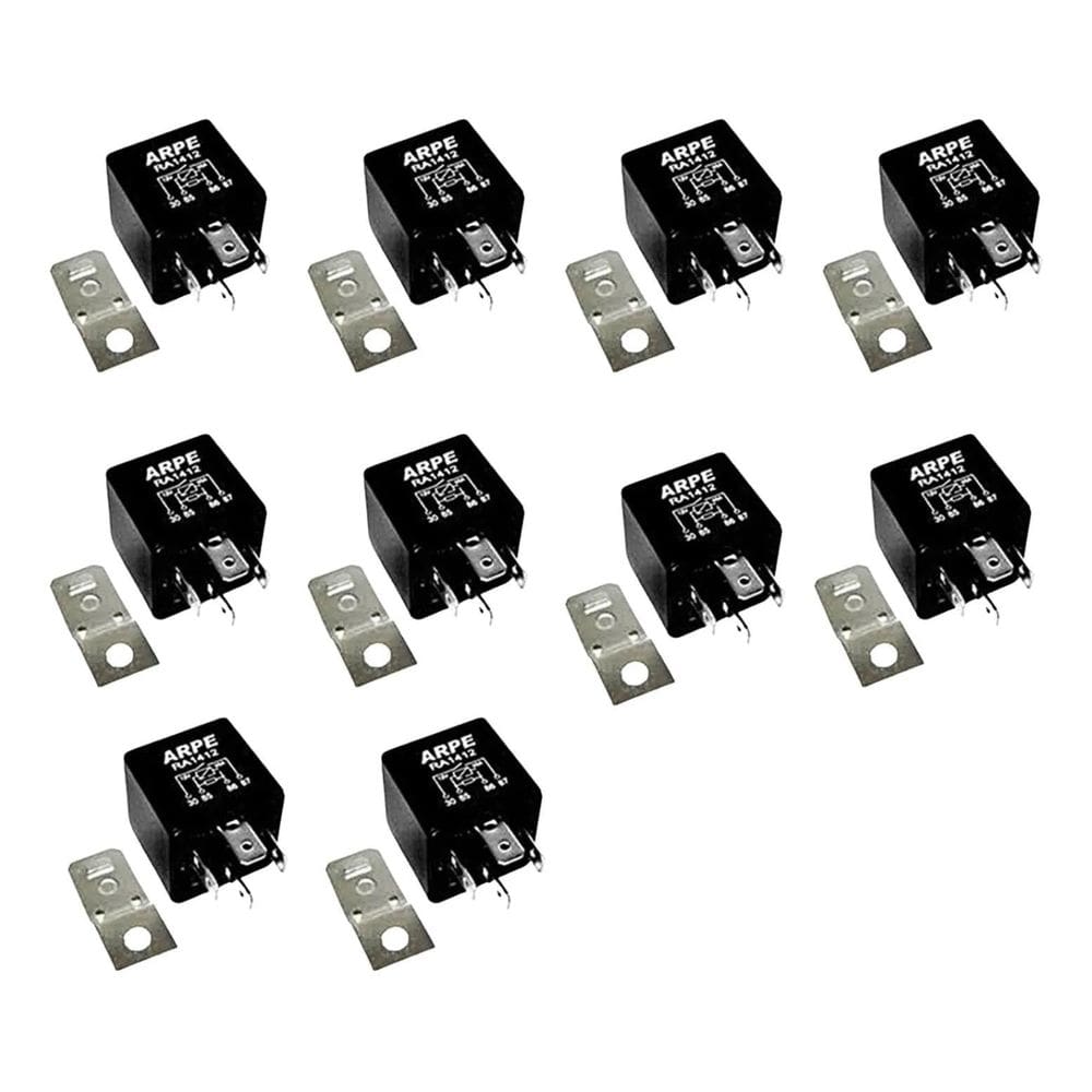 Relé Auxiliar 12V 40A Universal Buzina Farol Acessórios 10Pç