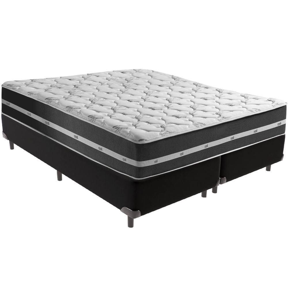 Cama Box Preto E Colchão Classic Preto Molas Ensacadas Queen