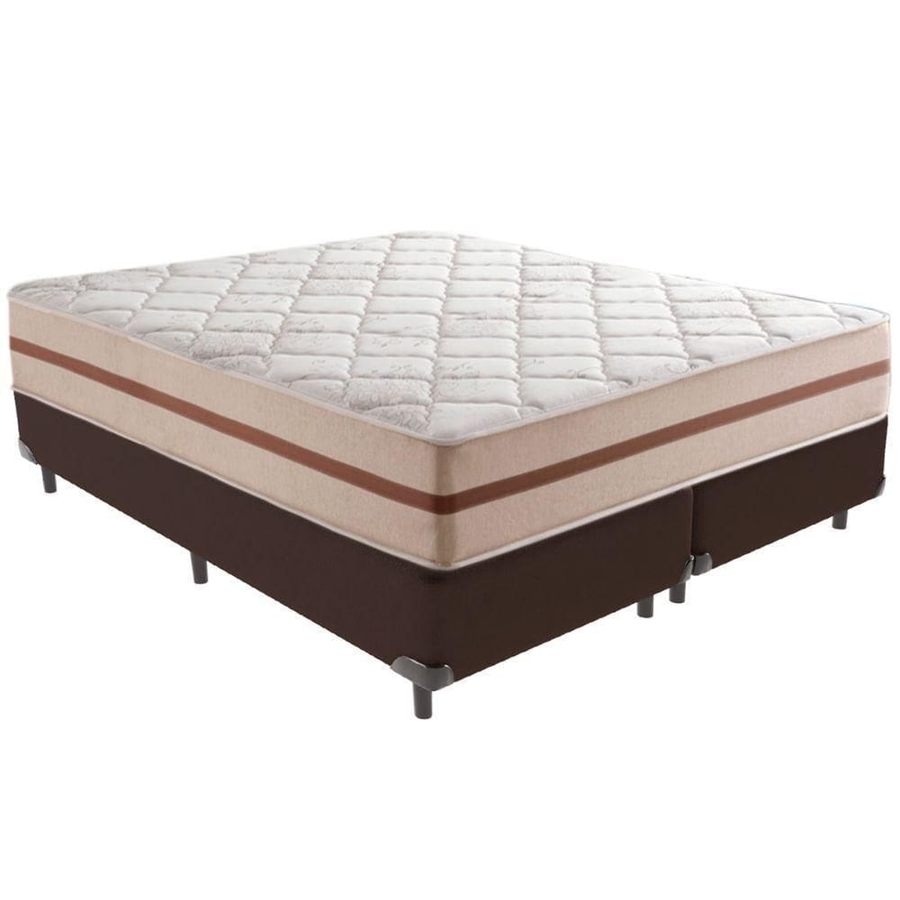 Cama Box Marrom E Colchão Classic 22 Cm Molas Ensacadas Queen