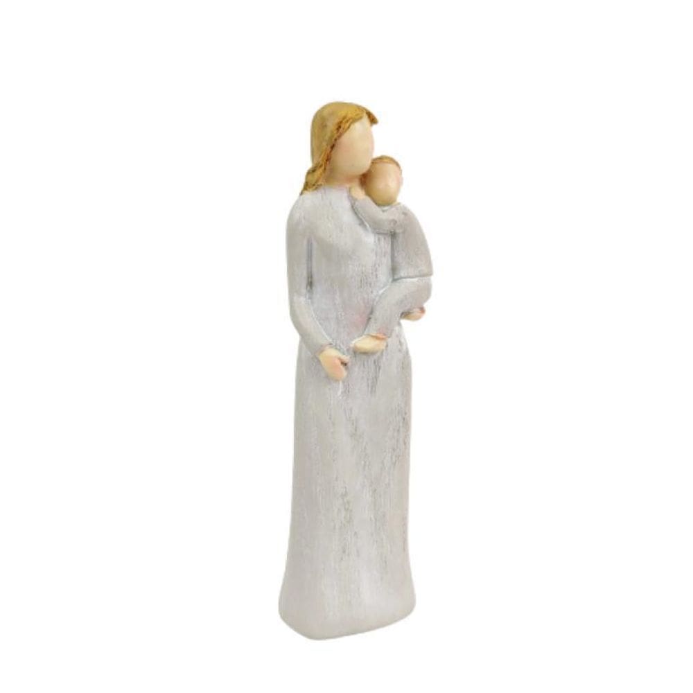 Enfeite Estátua Mãe E Filho 19X7X5Cm Cinza Barroco