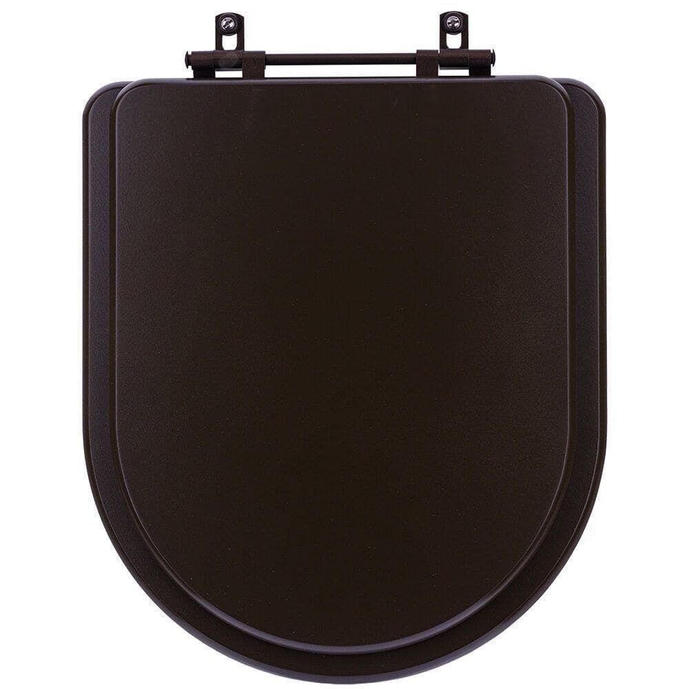 Assento Sanitário Poliester Carrara Marrom Fosco Ferragem Marrom Para Vaso Deca