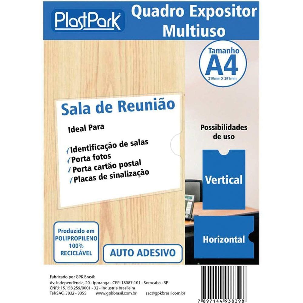 Protetor Para Documentos Quadro Multiuso C/Adesivo A4