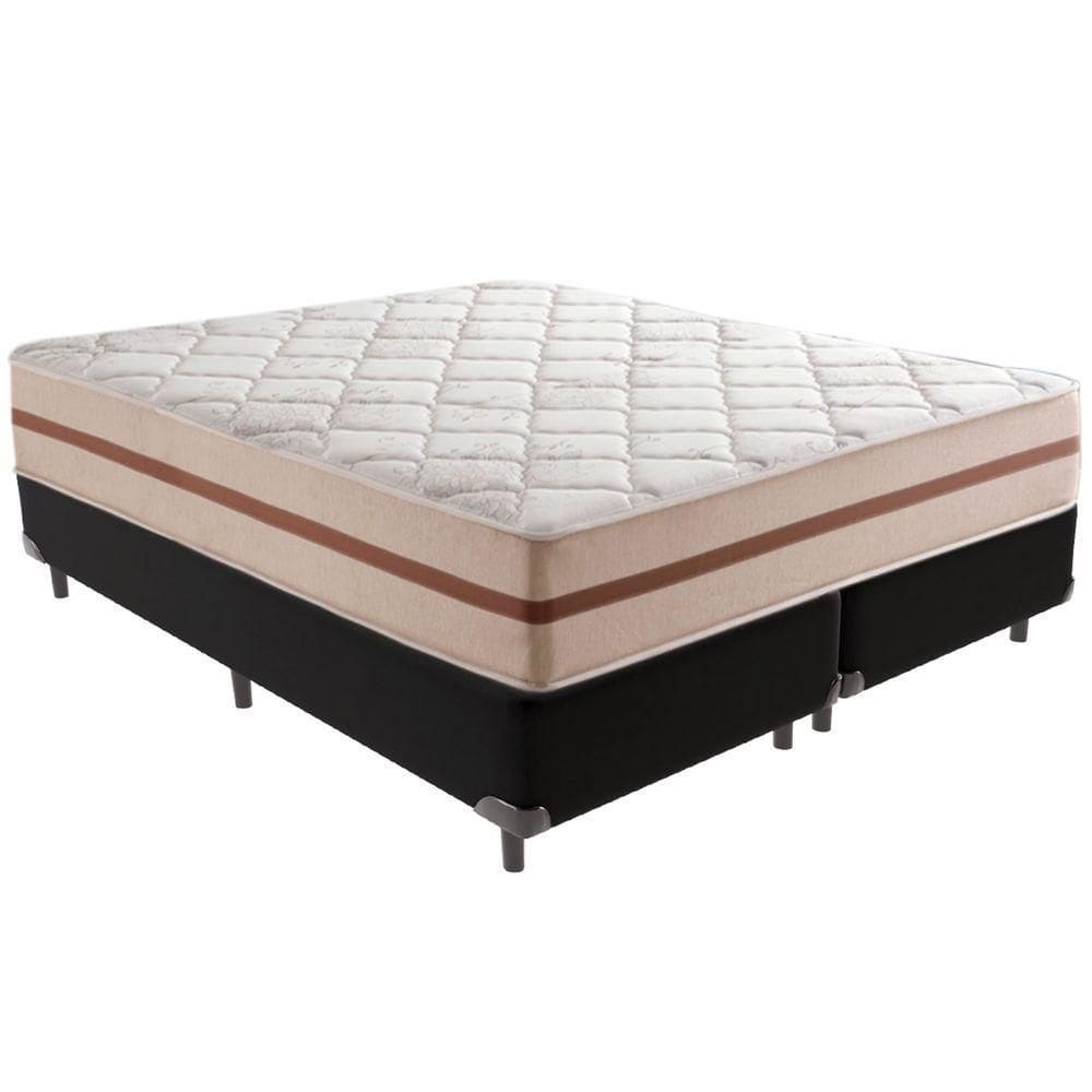 Cama Box Preto E Colchão Classic 22 Cm Molas Ensacadas Queen