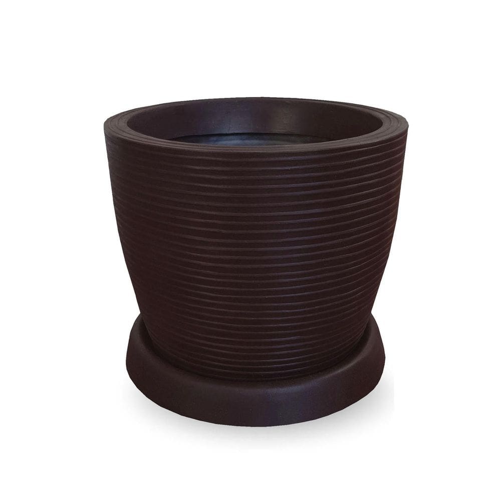 Vaso De Planta Flor Redondo Polietileno 30X30 + Prato Café