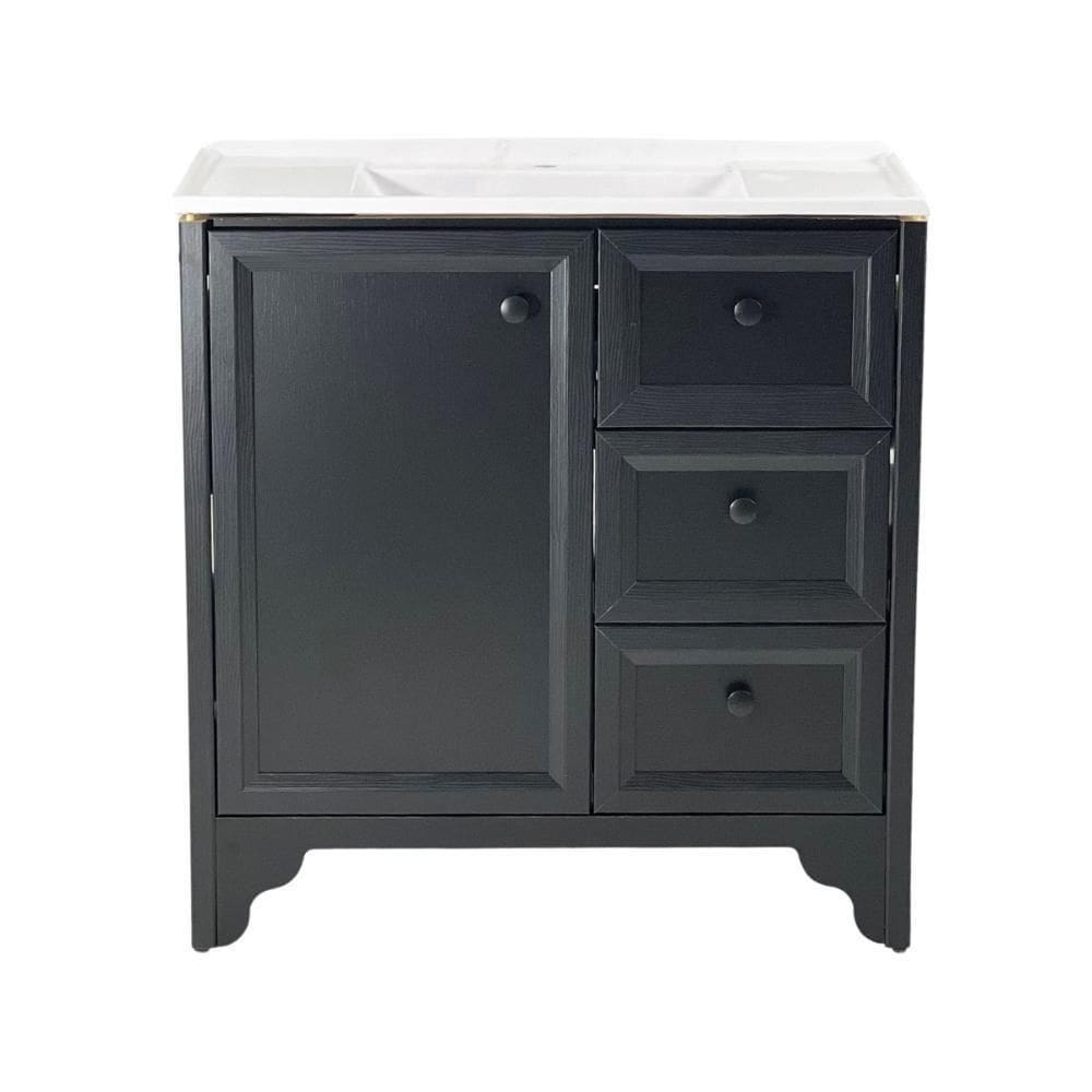 Gabinete Armário Banheiro Ditália Com Pia Bn-05 Preto