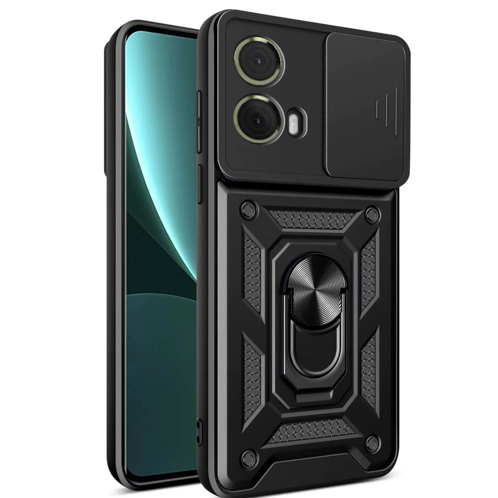 Capa Capinha Armadura C/ Proteção da Camera Suporte Anel 360 Para Motorola Moto G85