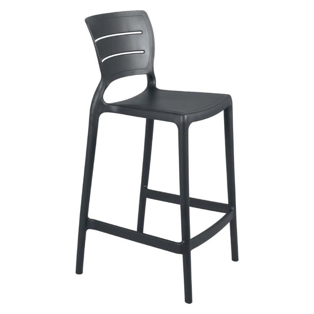 Banqueta Alta para Cozinha Tramontina Amélia Grafite em Polipropileno com Proteção Antimicrobiana