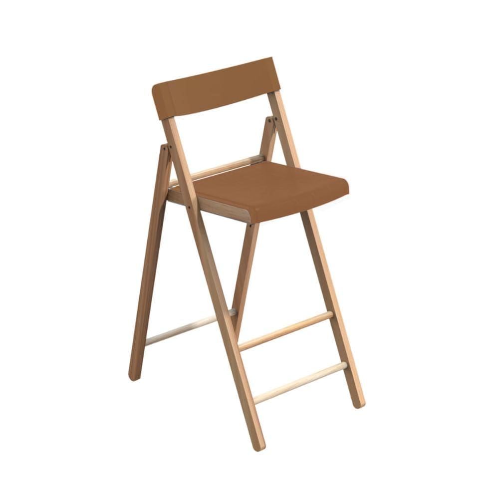 Banqueta Dobrável Alta com Encosto Tramontina Potenza Marrom Madeira Tauari Natural