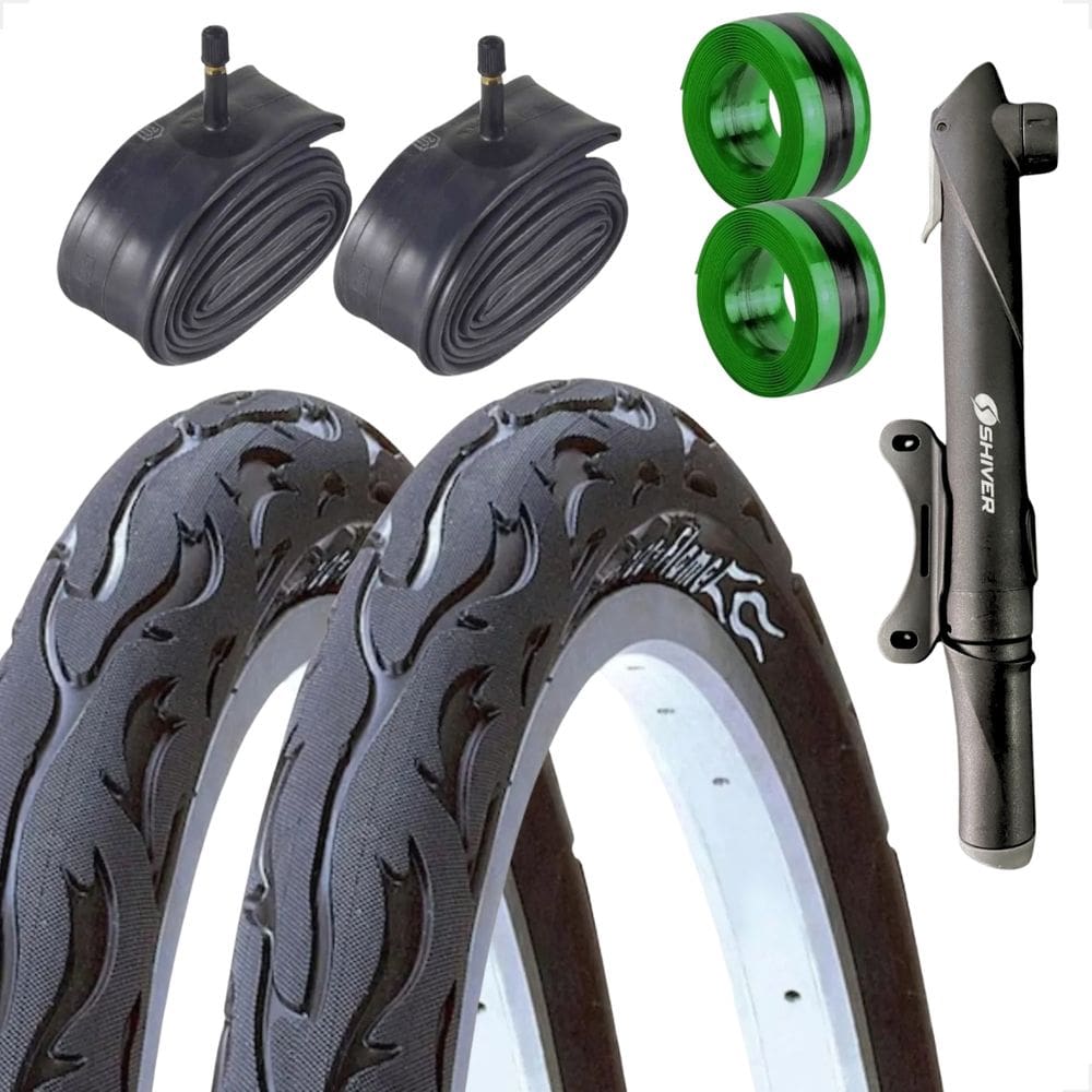 PAR Pneu Bicicleta Kenda Flame Balão Aro 26 x 2.125 PAR Camara bico grosso Bombinha fita antifuro