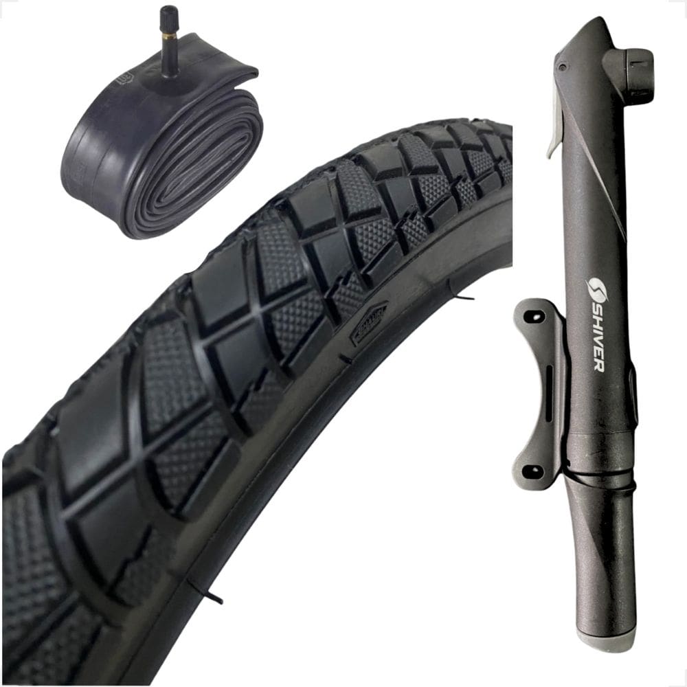Pneu Bicicleta Shiver praieiro Aro 26 X 2.125 Caloi Monark tropical + Camara Bico grosso Mini Bomba