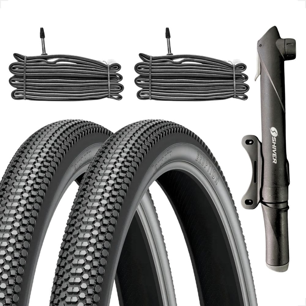 Par Pneus Eruption Levorin Aro 29 x 2.30 Bike Banda Leve Arame + 2 Camara Bico Fino Mini bomba de ar