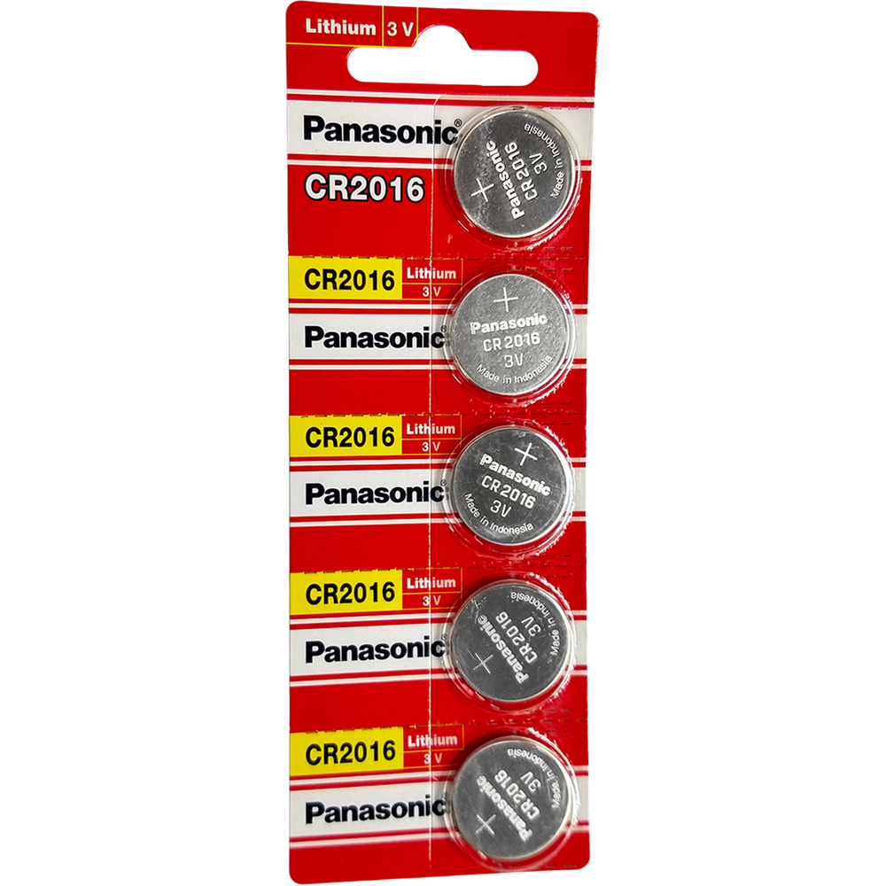 Cartela de Bateria CR2016 Panasonic com 5 unidades