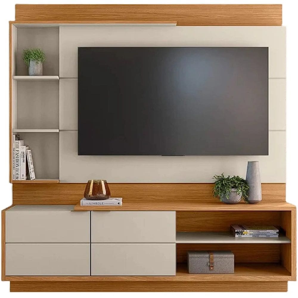 Estante Atlanta para TV até 60 Polegadas 2 Portas Linea Cor Nature Off White
