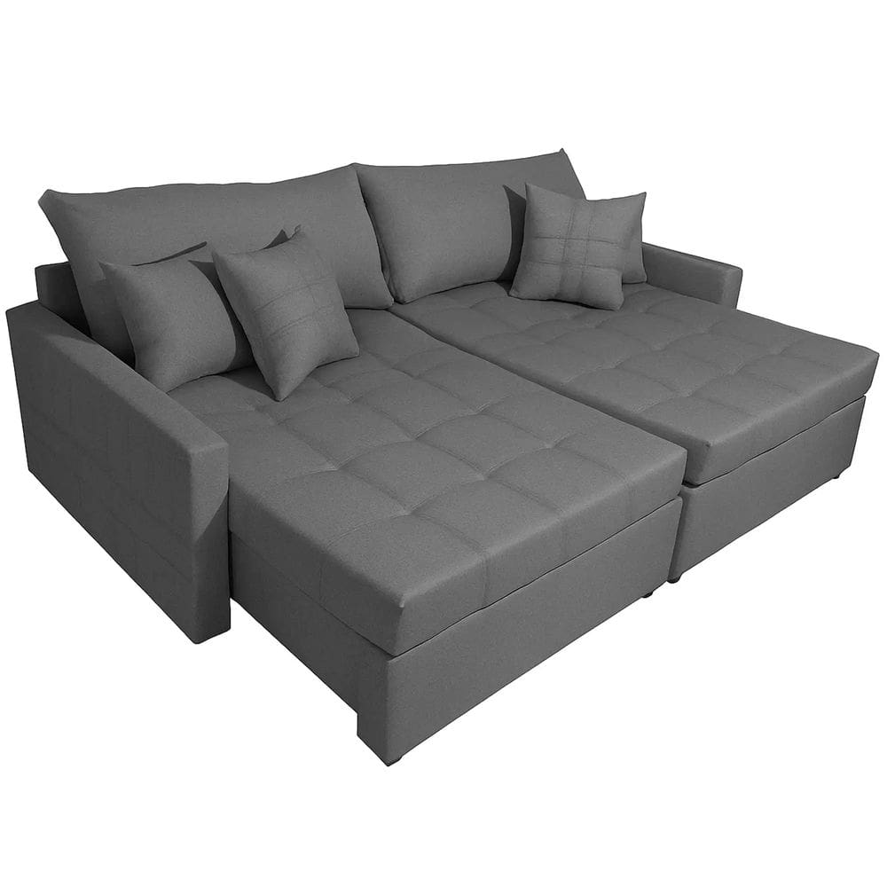 Sofá Cama Monaco em Linho 3 Lugares Retrátil e Reclinável 200cm Orthosono Cor Cinza