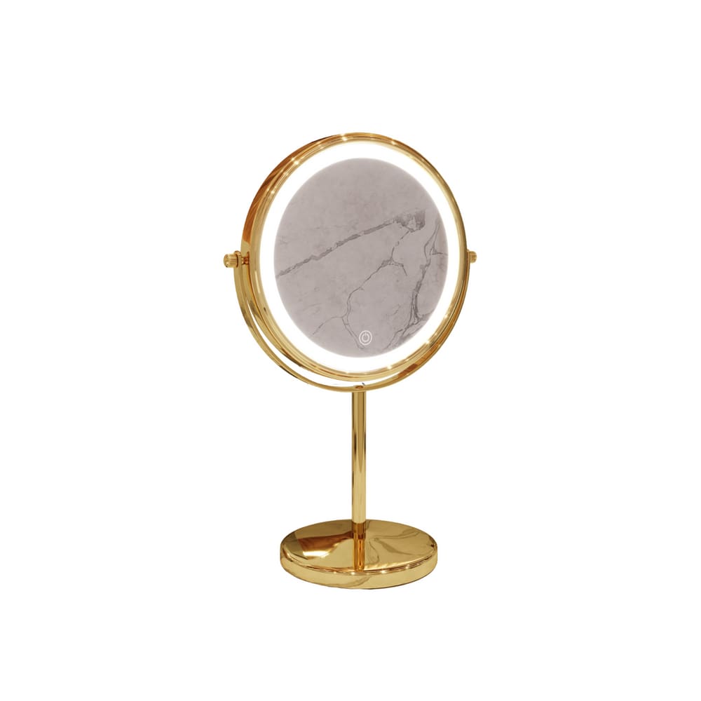 Espelho De Bancada Redondo Gold E6600 L-8 C/ Luz Italy Line