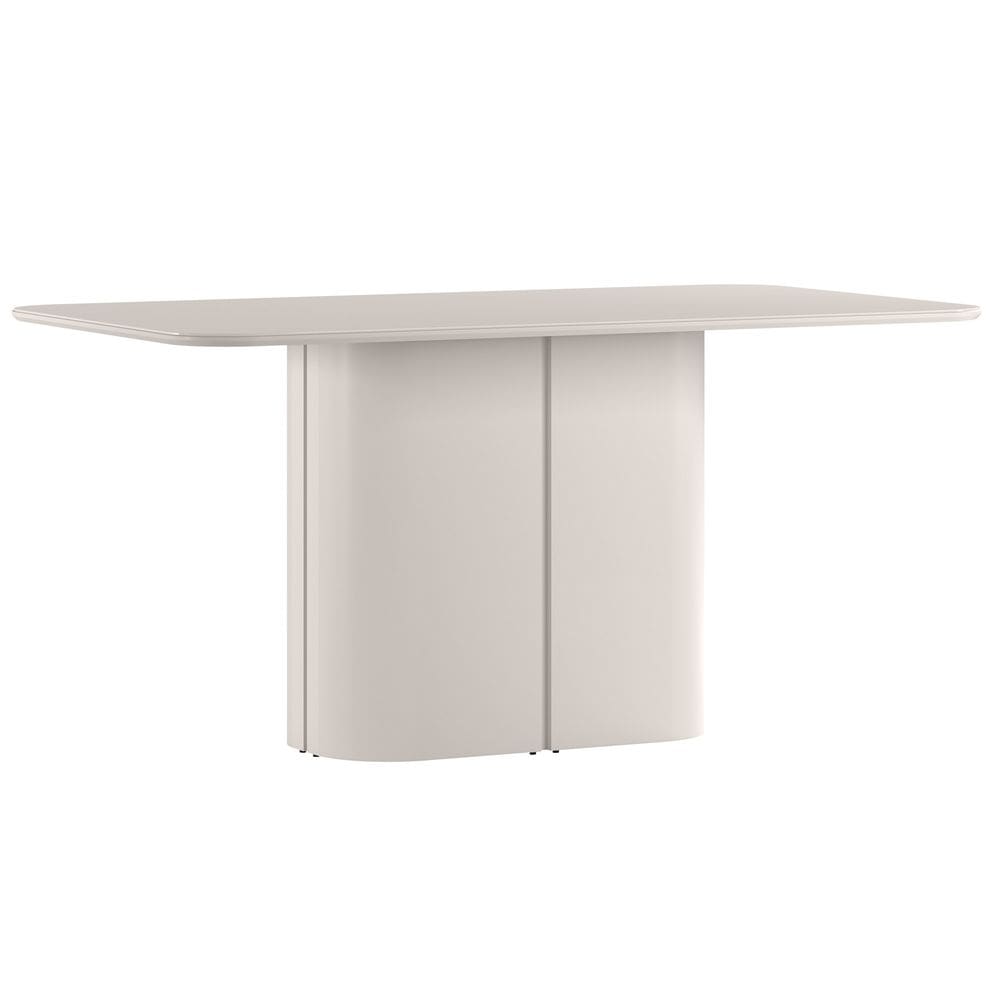 Mesa de Jantar para 8 Lugares 180cm Tampo Mdf com Vidro Serena Off White - New Ceval
