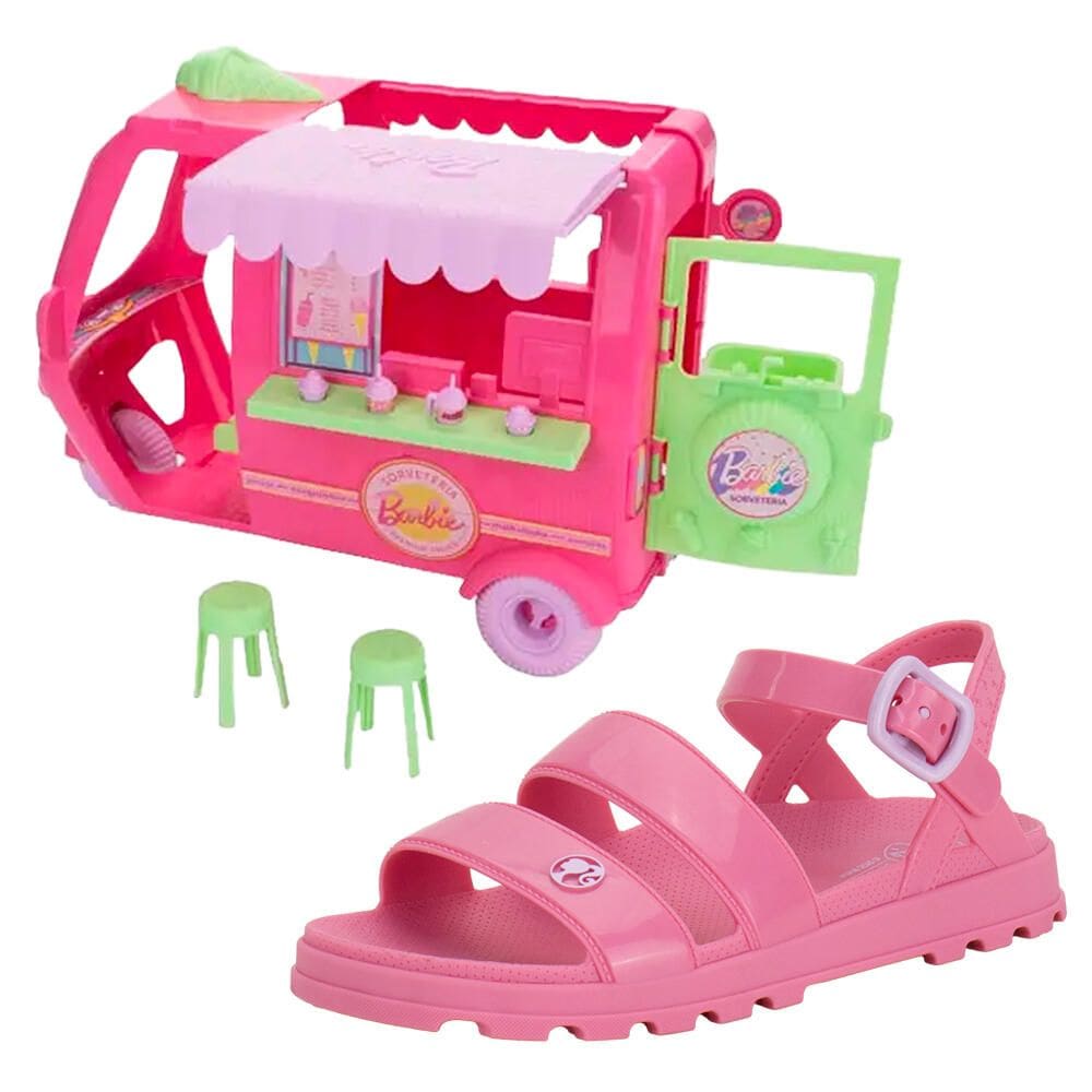Kit Sandália Infantil Barbie E Sorveteria Grendene Kids 23221