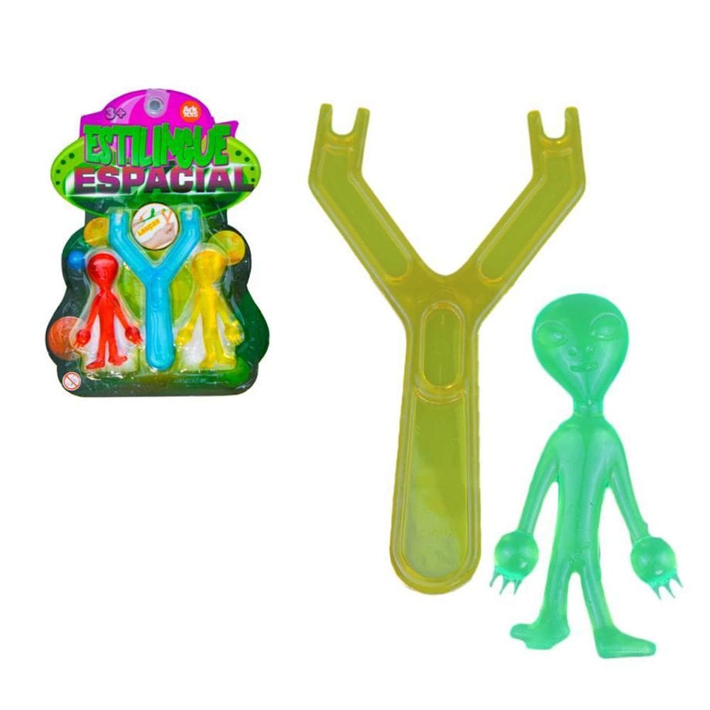 Brinquedo Estilingue Lança Alien Sensorial Gruda Na Parede