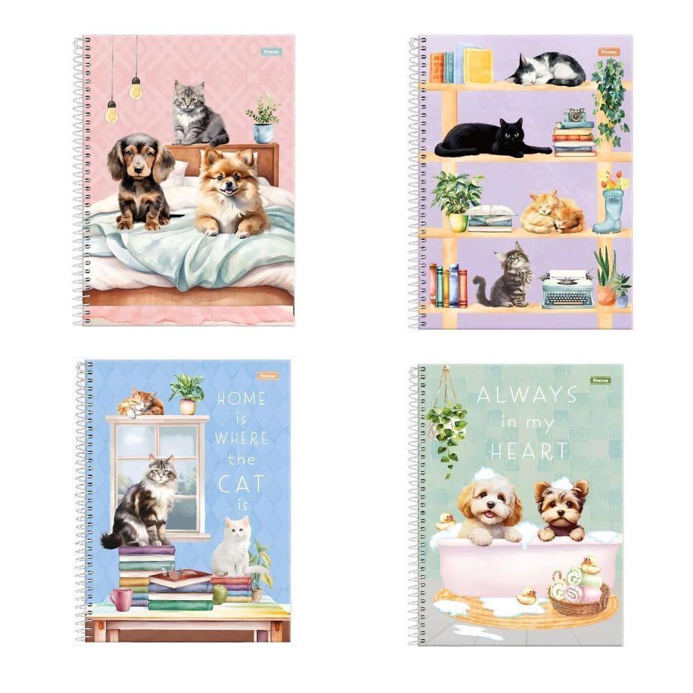 Caderno 160F Universitario 10 Materias Fur Friends Foroni