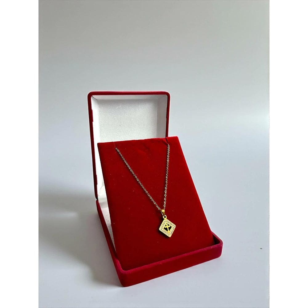 Cordão Cadeado + Cruz Feminino 1Mm - Banhado A Ouro 18K