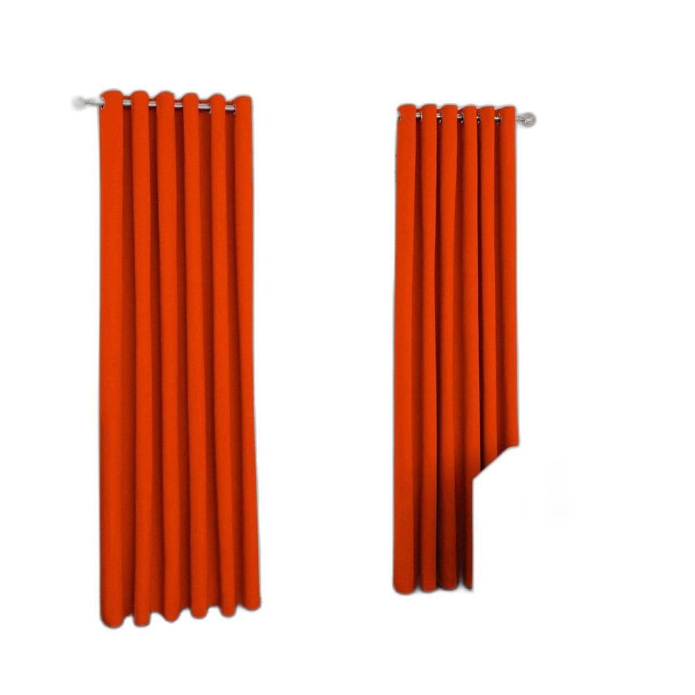 Cortina Laranja 300X250 Ilhós Cromado Sala/Quarto Fabritex