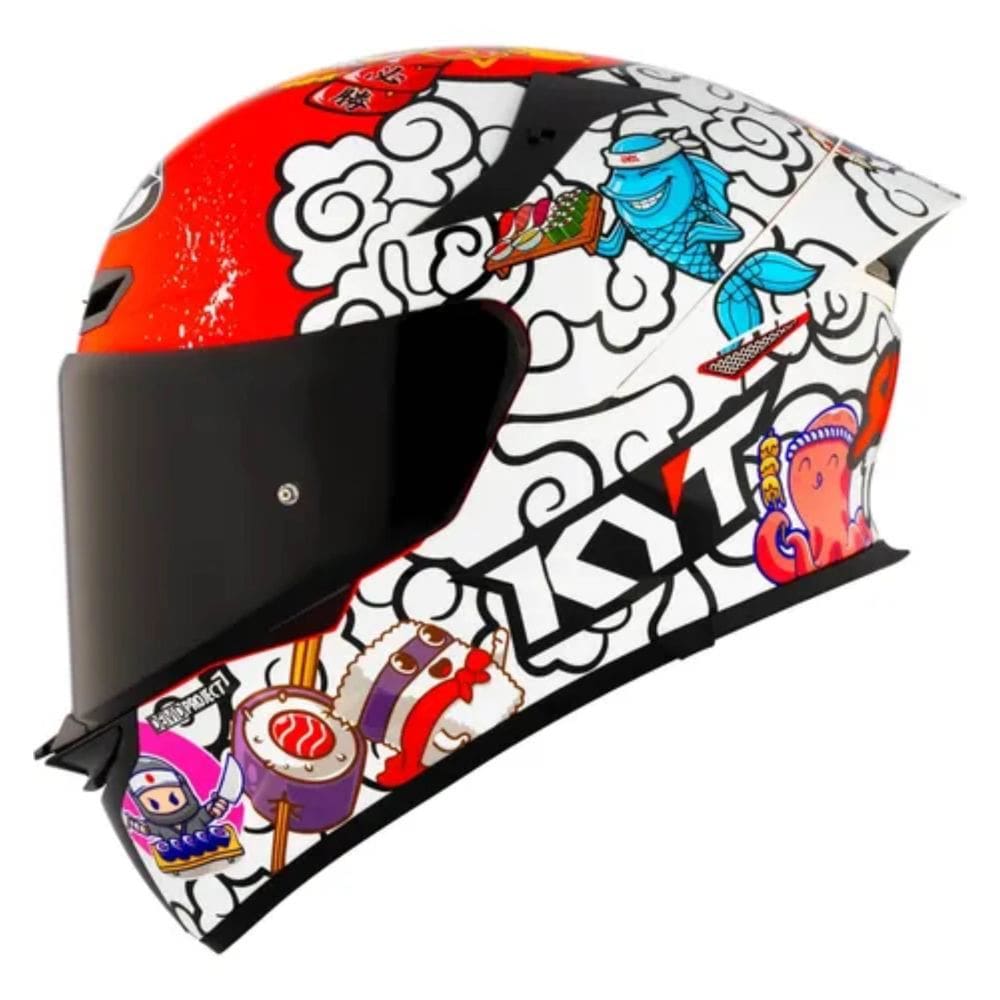 Capacete KYT TT Revo Sushi Time Branco e Vermelho