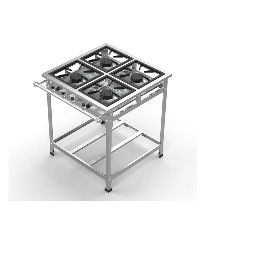 Fogão Industrial 4 Bocas 30x30 Ap P7 em Aço Inox Leona