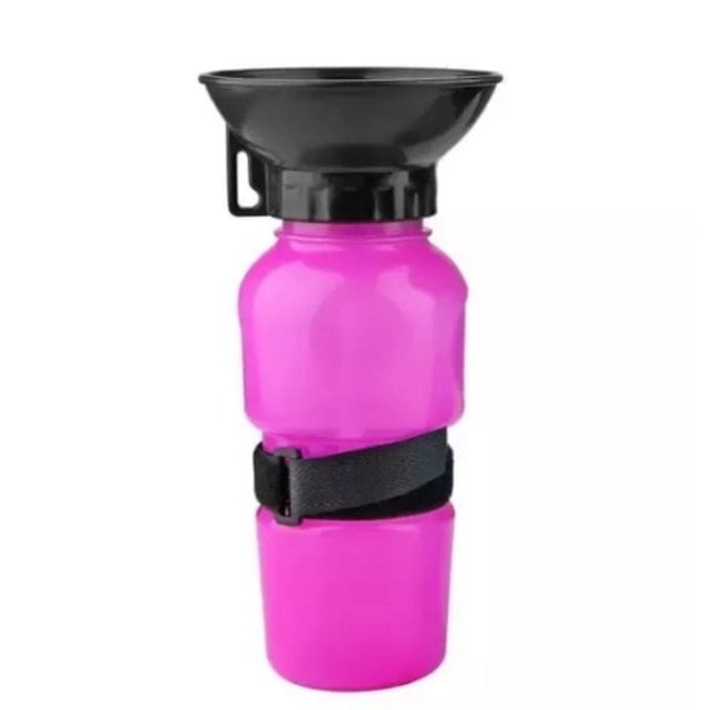 Garrafa Pet Viagem Passeio Cães E Gatos Portatil 500Ml Rosa