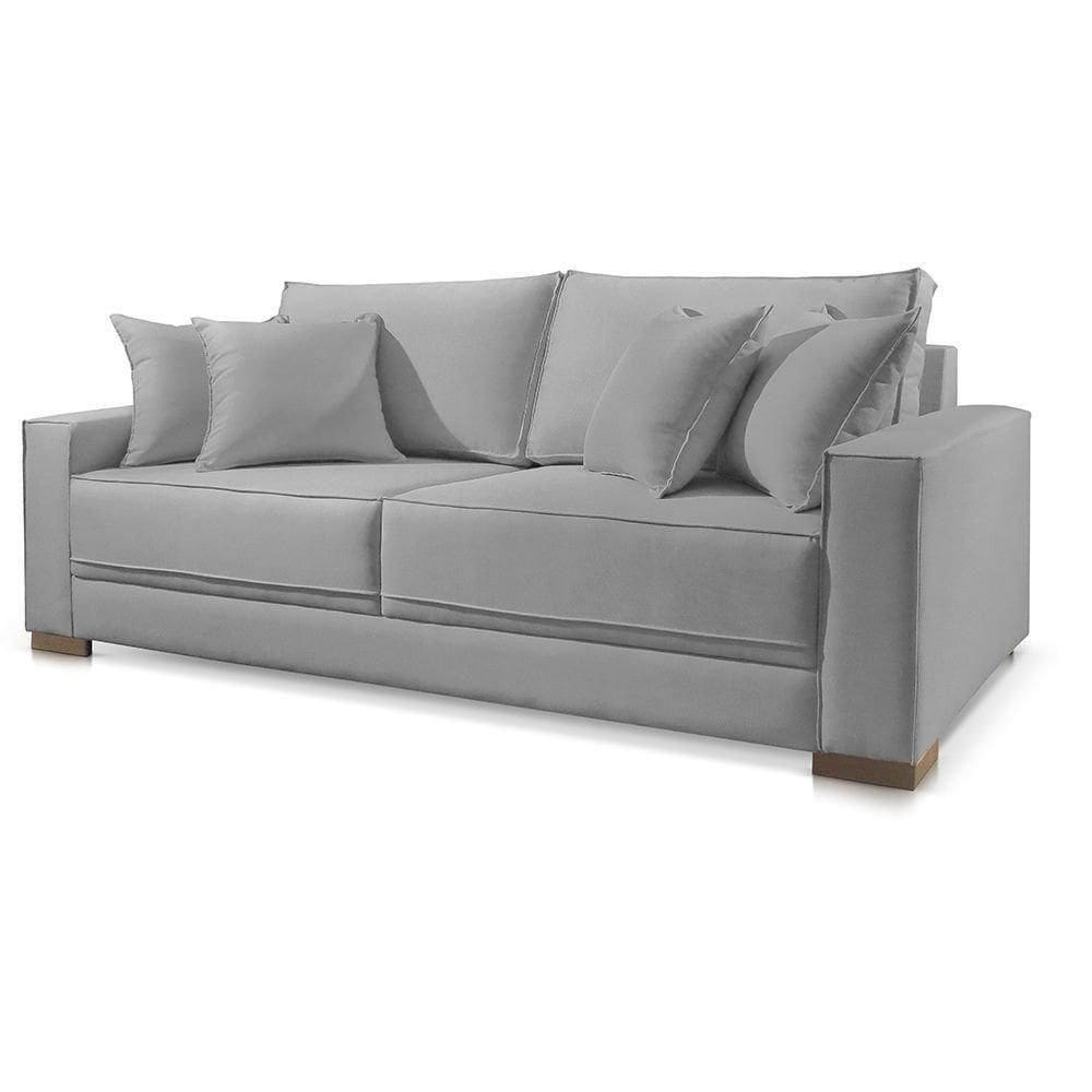 Sofá Marrocos 3 Lugares Suede Cinza Claro 2,20m Confort Sala