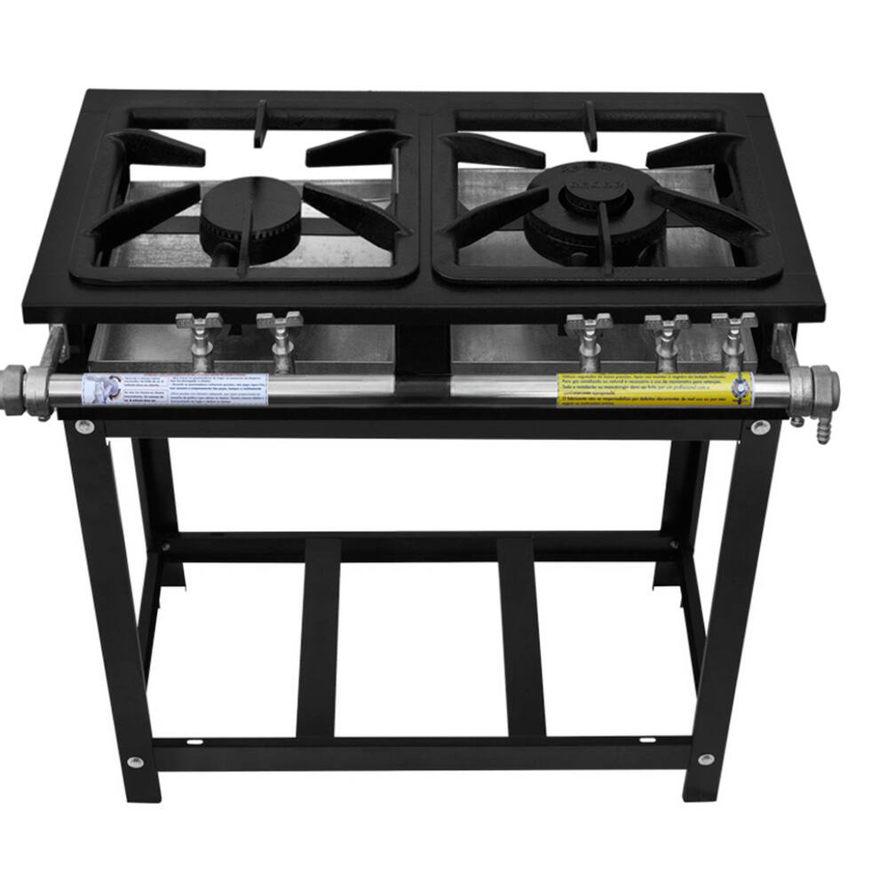 Fogão 2 Bocas Leona Industrial Baixa Pressão Preto