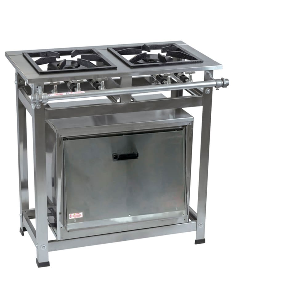 Fogão Industrial 2 Bocas P7 em Aço Inox com Forno Leona