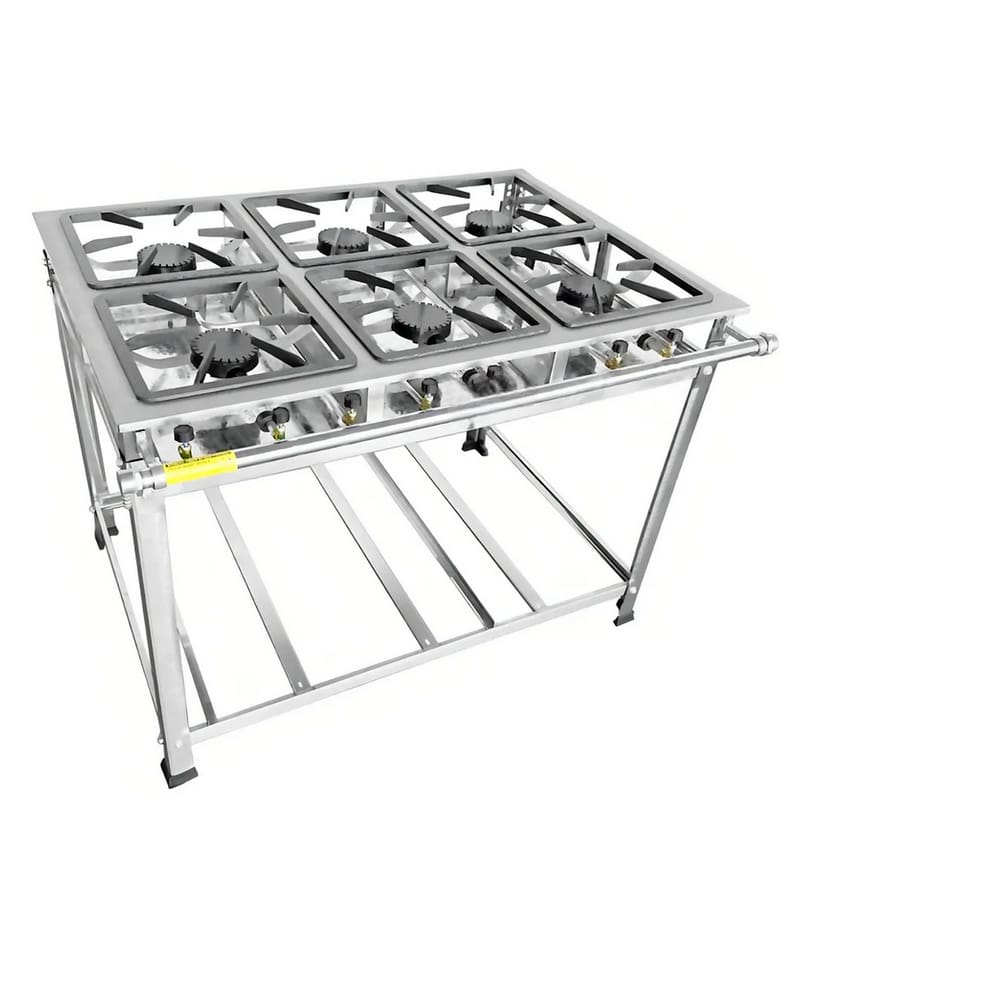 Fogão Industrial 6 Bocas 40x40 Ap P8 em Aço Inox Leona