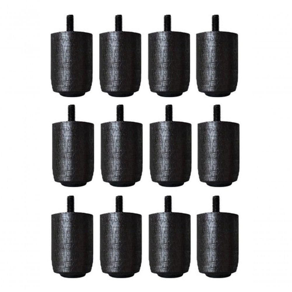Kit 12 Pés Para Cama Box Ou Baú Queen Ou King Size P63 Preto Madeira Maciça