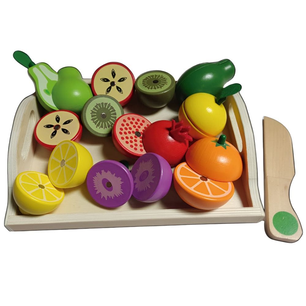 Brinquedo Comidinha Cozinha Frutas Cortáveis Madeira com 20 Peças - Brinquedo Masterchef