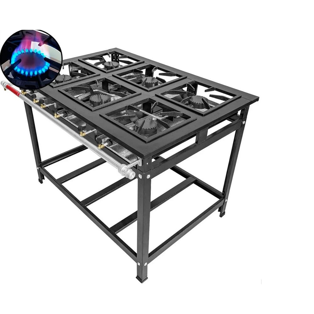 Fogão 6 Bocas Leona Industrial Alta Pressão Preto