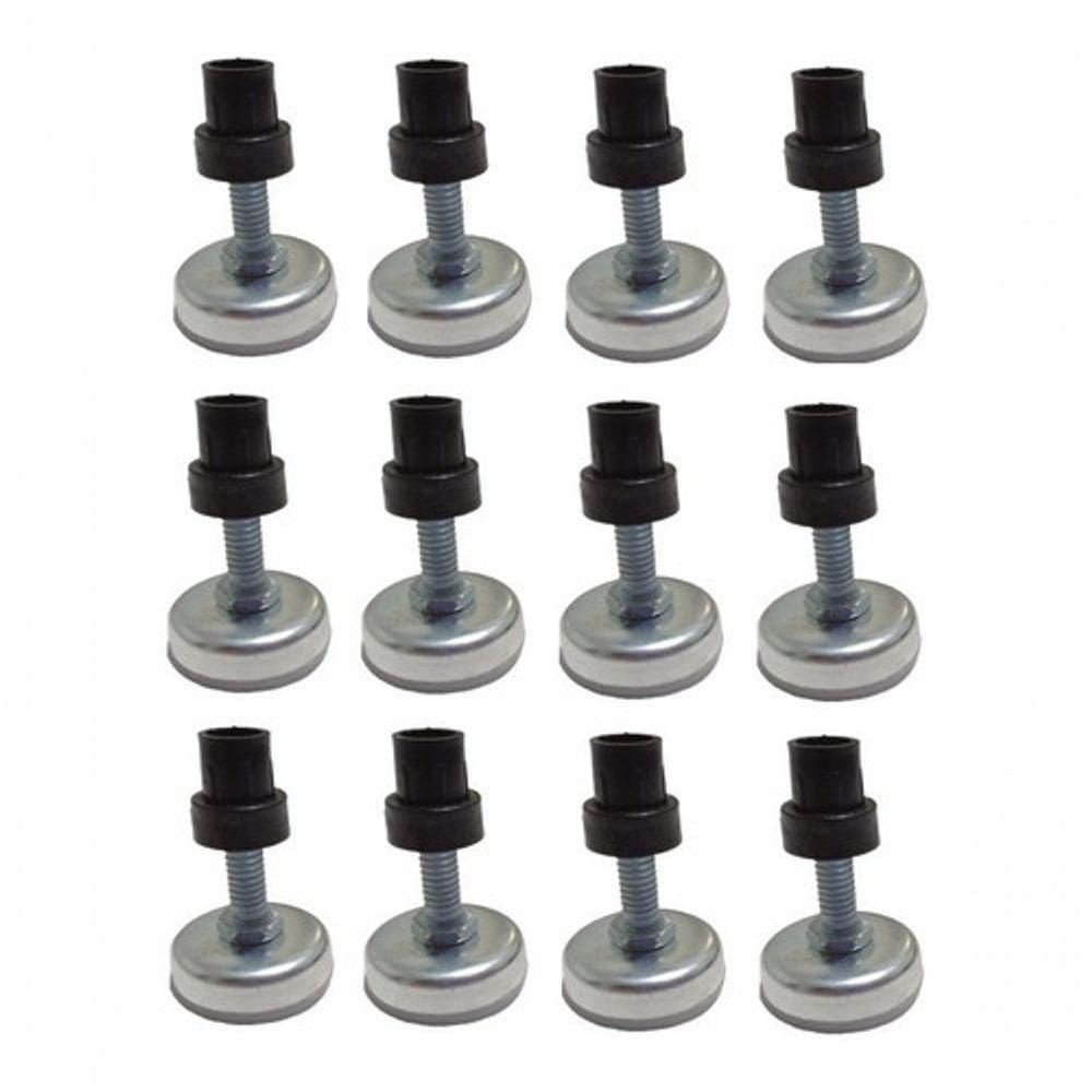 Kit 12 Pés Niveladores Para Cama Box Cadeiras Mesas 5/16 Metálicos