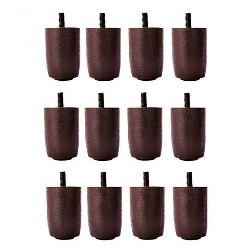 Kit 12 Pés Para Cama Box Ou Baú Queen King Size P63 Marrom