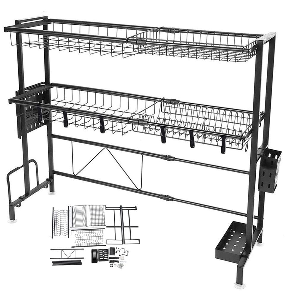 Escorredor de Louça 2 Andares Pia Cozinha Modular Suspensa Ajustavel Extensivel Prato Talheres Organizaçao Prateleira