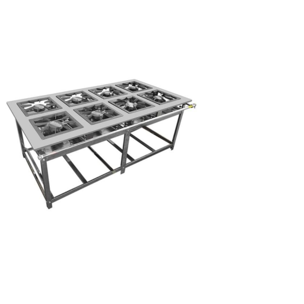 Fogão Industrial 8 Bocas 40x40 AP P8 em Aço Inox Leona