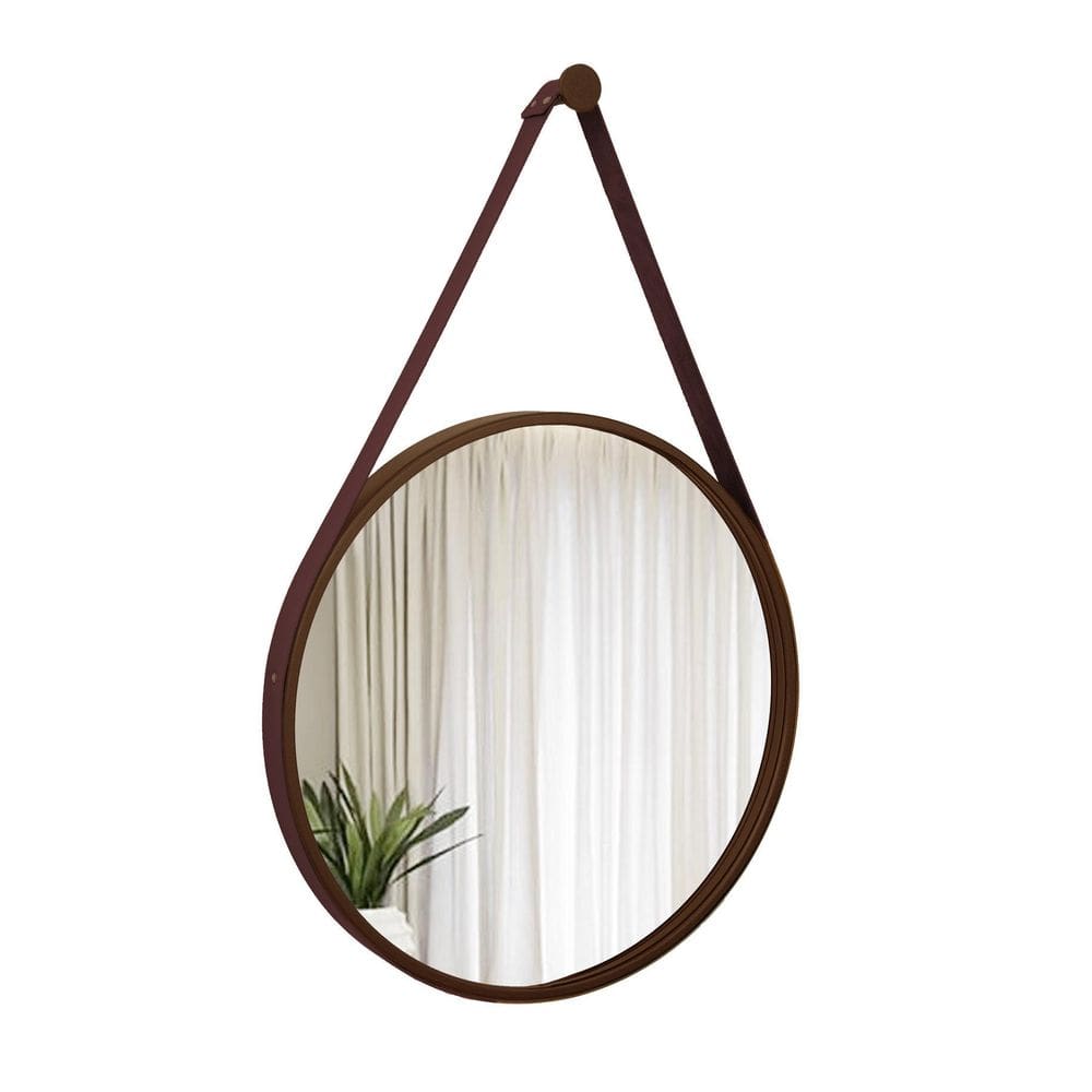 Espelho Decorativo Adnet Marrom Alça sintético Marrom Café 50Cm
