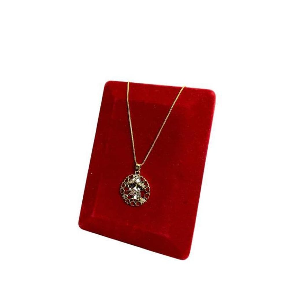 Cordão Feminino 1Mm Casal Redondo Cravejado - Banhado A Ouro