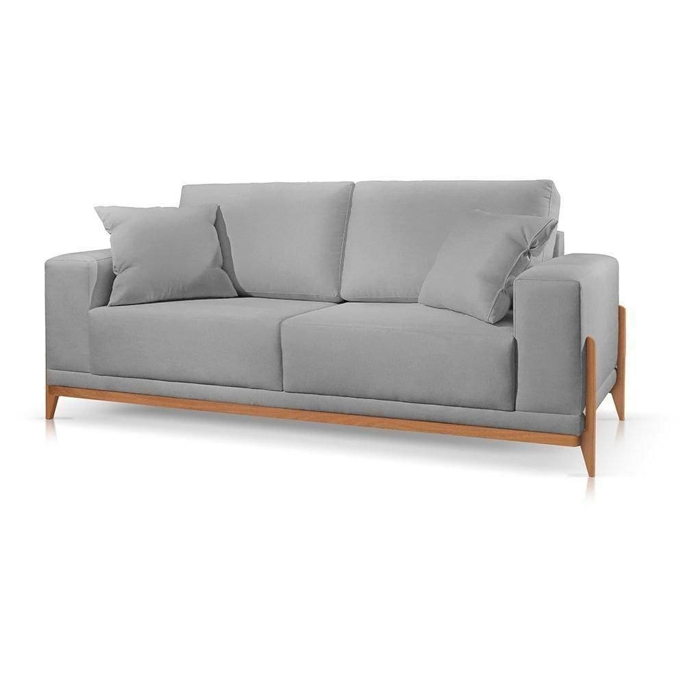 Sofá Paris 2 Lugares Suede Cinza Claro 2,50m Confort Sala