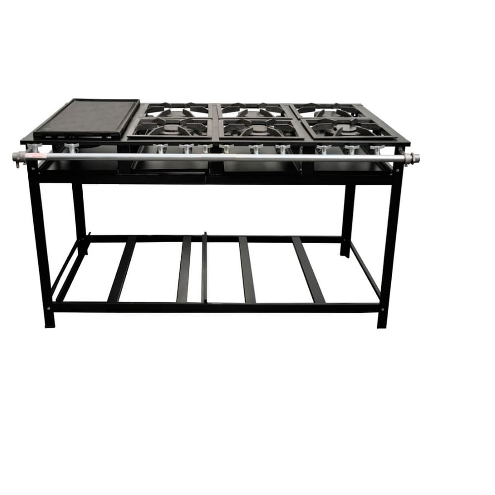 Fogão 6 Bocas Leona P8 C/ Chapa 40x40 Inox